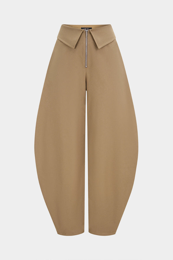 Broek met rits en wijde pijpen