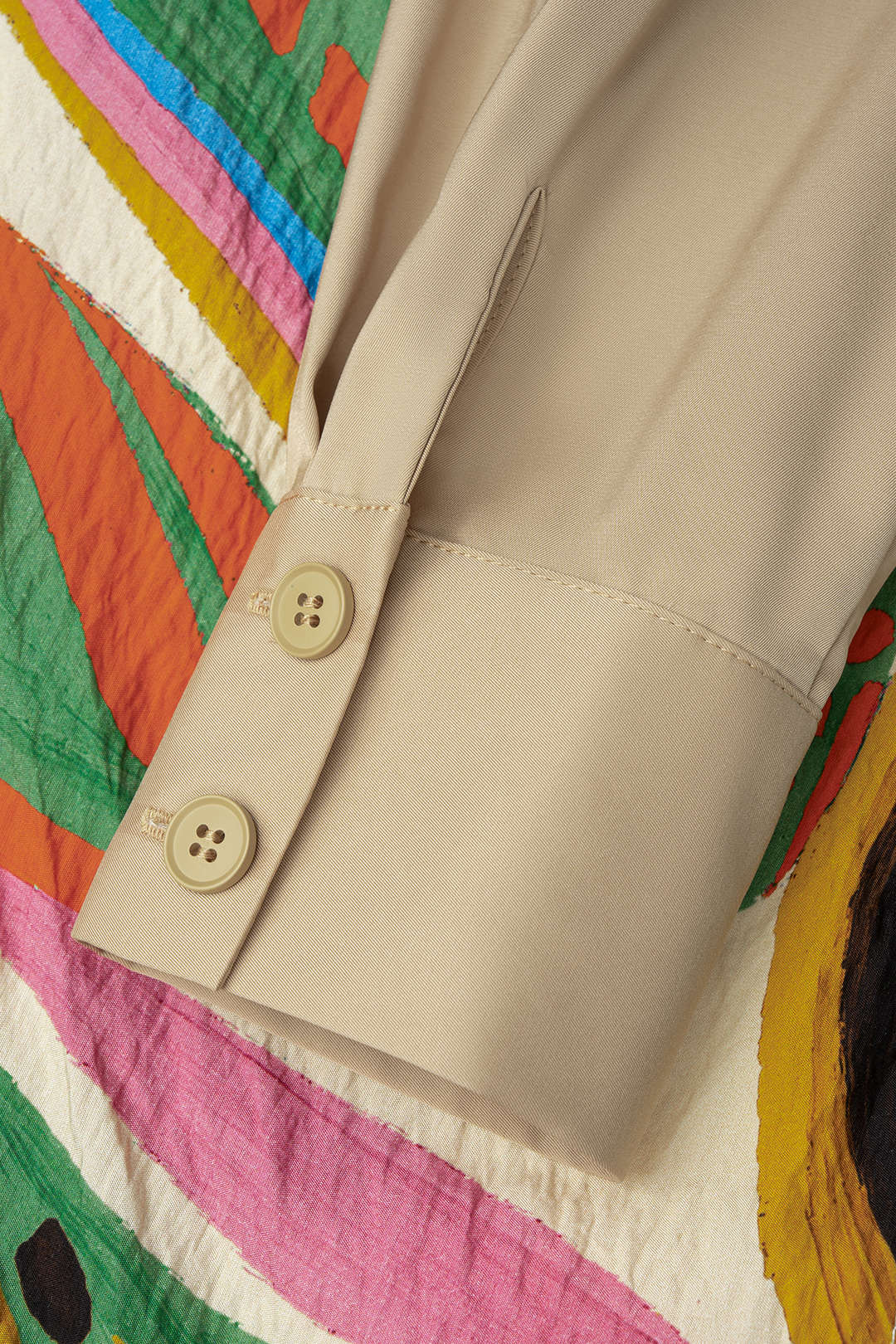 Patchwork blouse met strik en lange mouwen