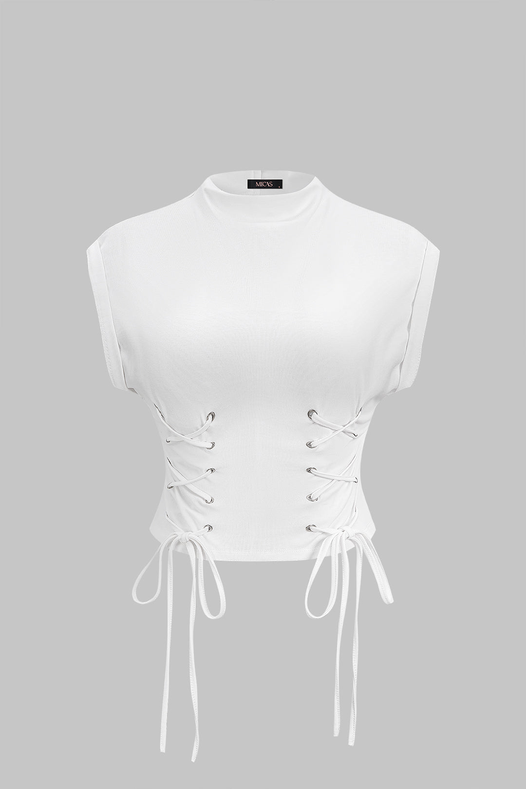 Effen T-shirt met strik en korte mouwen