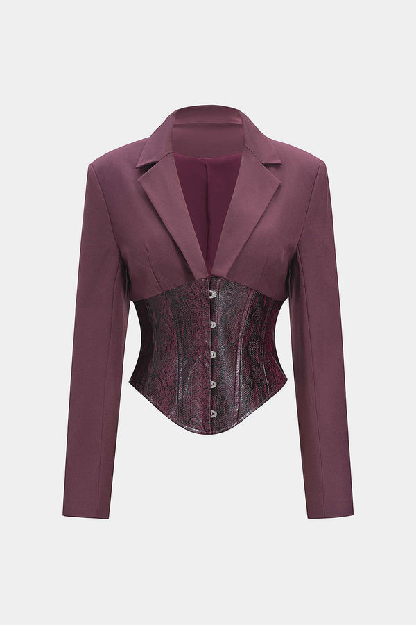 Leren-look blazer met reverskraag