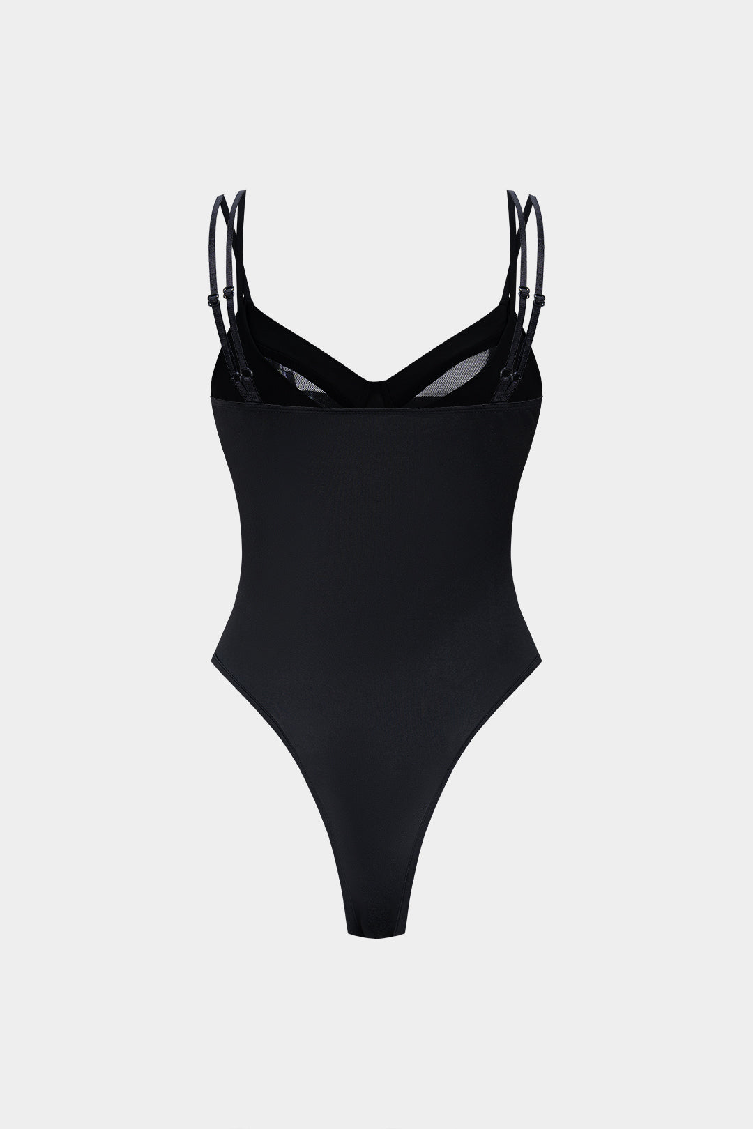 Patchwork mesh body met V-hals