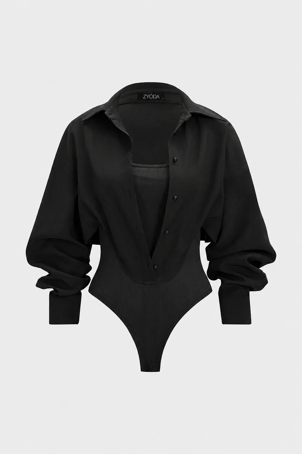 Patchwork Button Long Sleeve Bodysuit