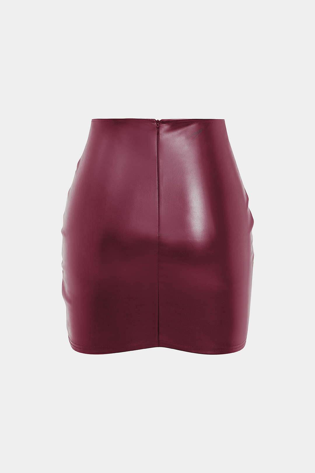 Paula - Effen leren-look rok met ruches