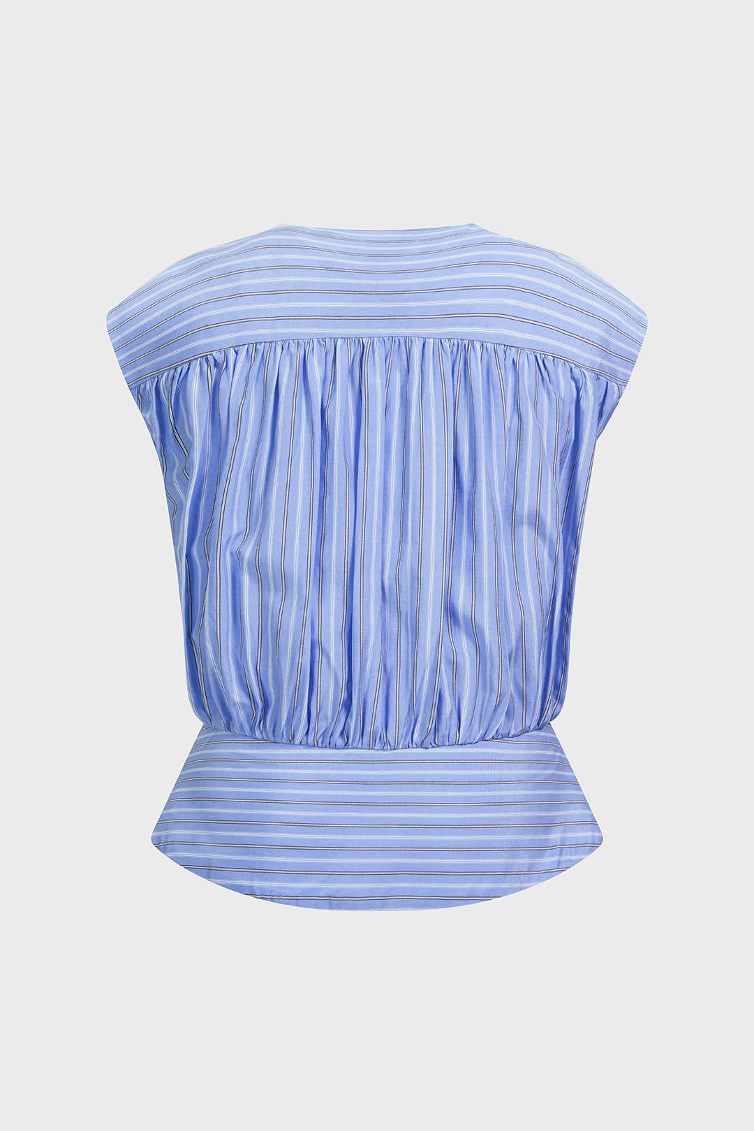 Gestreepte asymmetrische blouse met ronde hals en knoopjes
