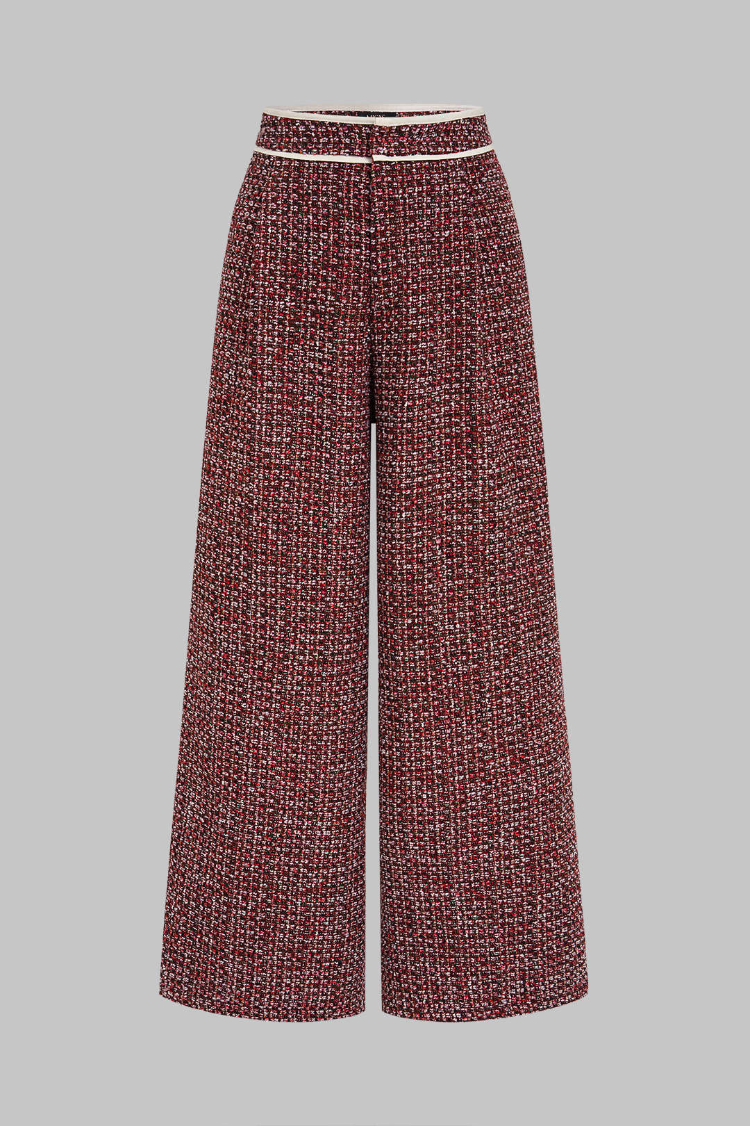 Tweed broek met hoge taille en wijde pijpen
