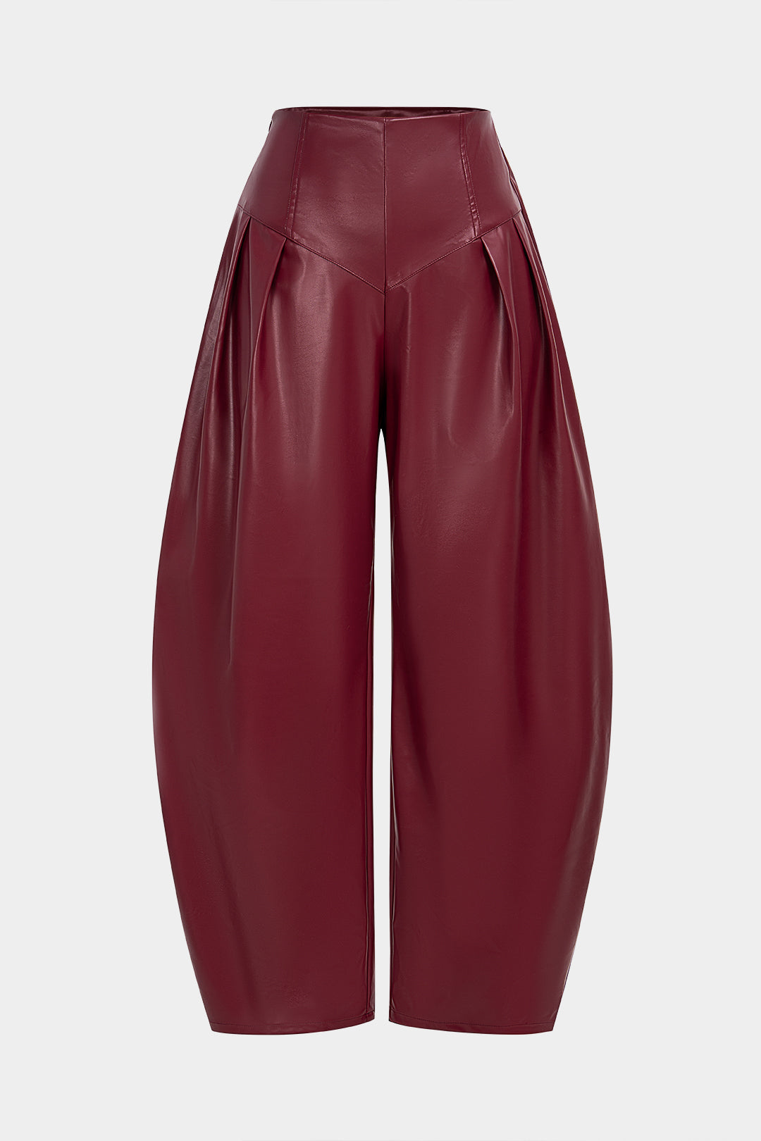 Leren-look geplooide broek met rits
