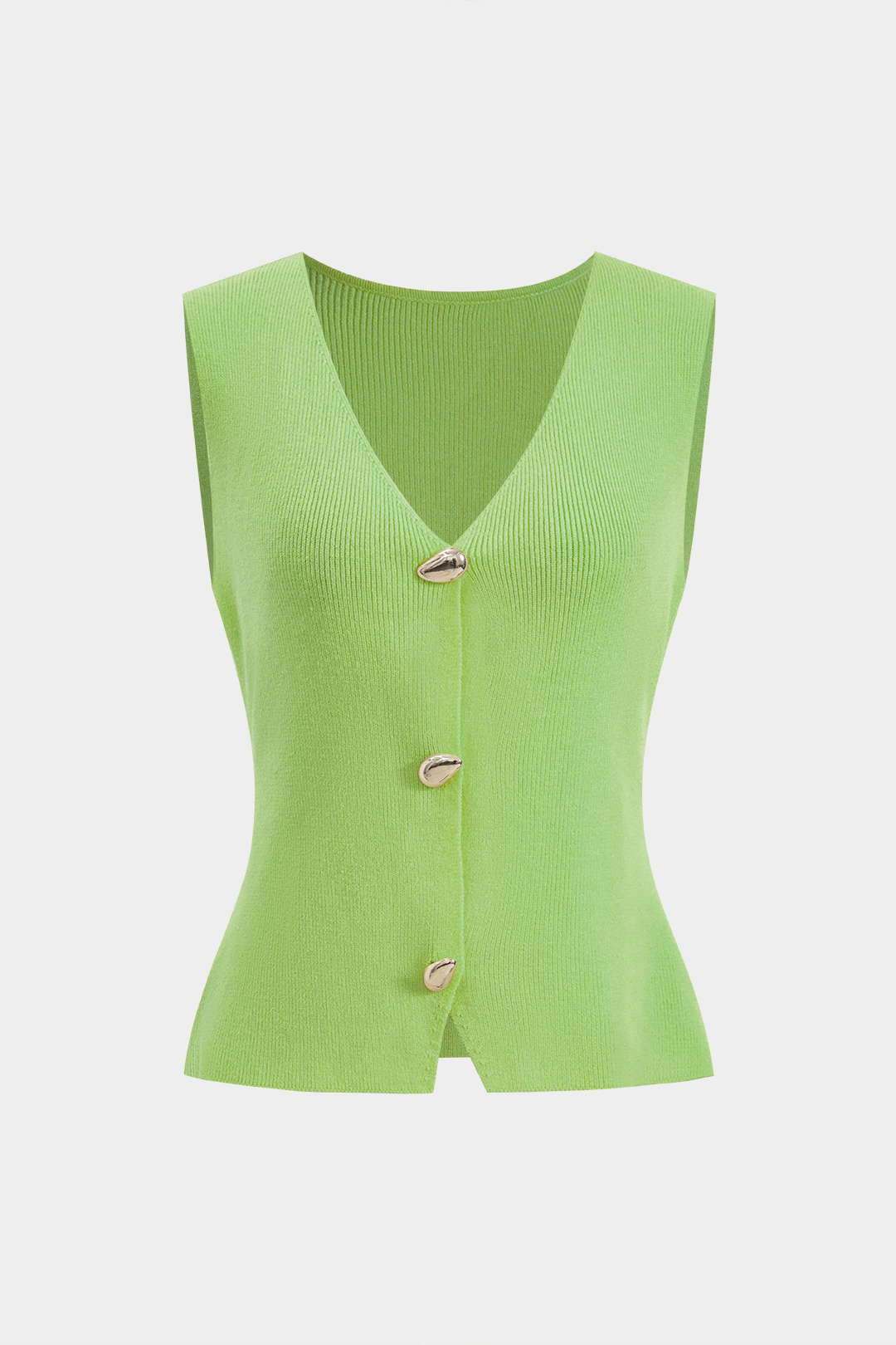 Gebreide metallic tanktop met knoopjes