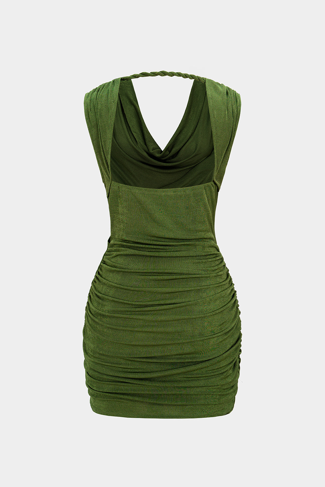 Asymmetrische mouwloze minijurk met drapering