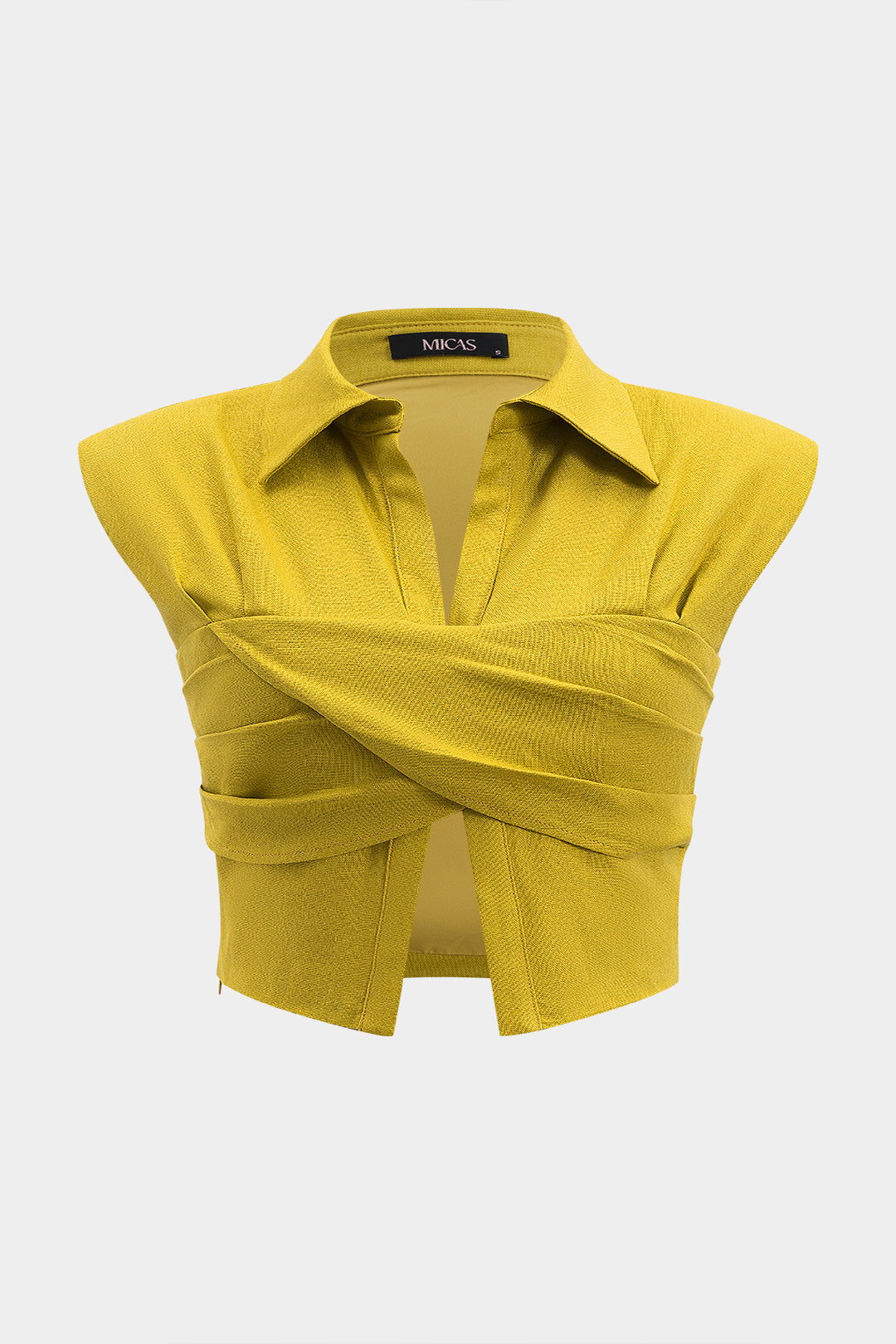 Linnen tanktop met V-hals en ruches