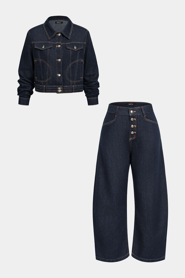 Denim set met jasje en jeans