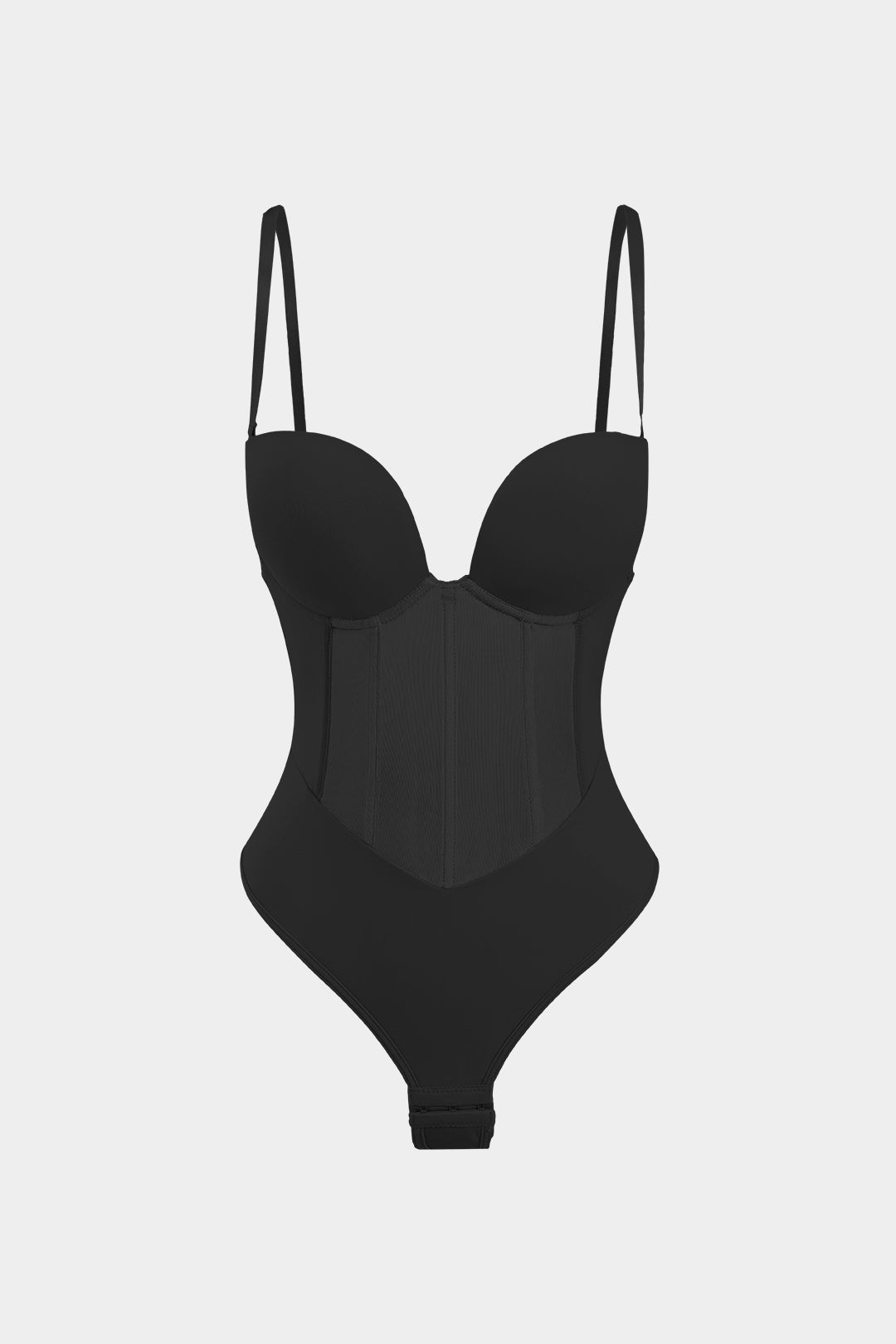 Mesh patchwork body met spaghettibandjes
