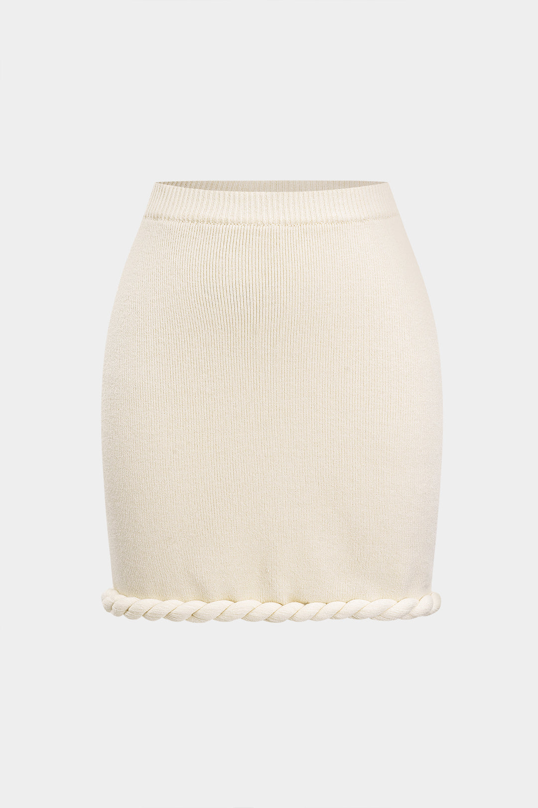 Gebreide rok met gedraaid detail en knoopdetail