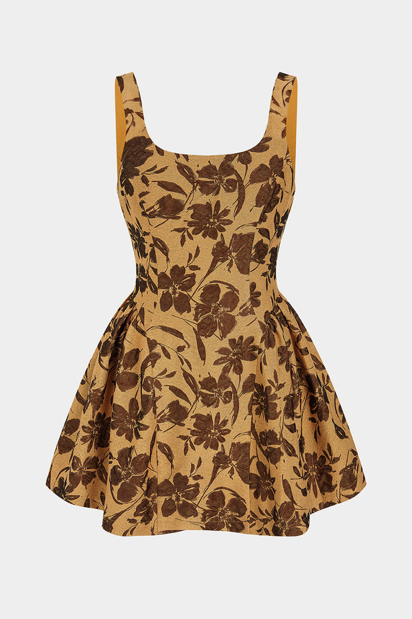 Jacquard mouwloze minijurk met spaghettibandjes