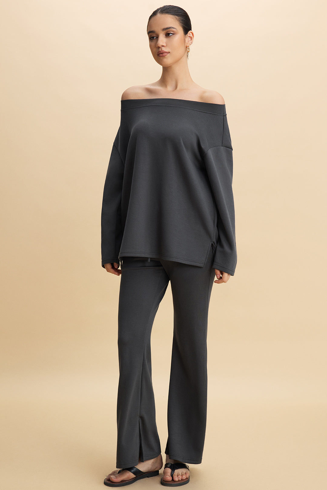 Effen pantalon met strik