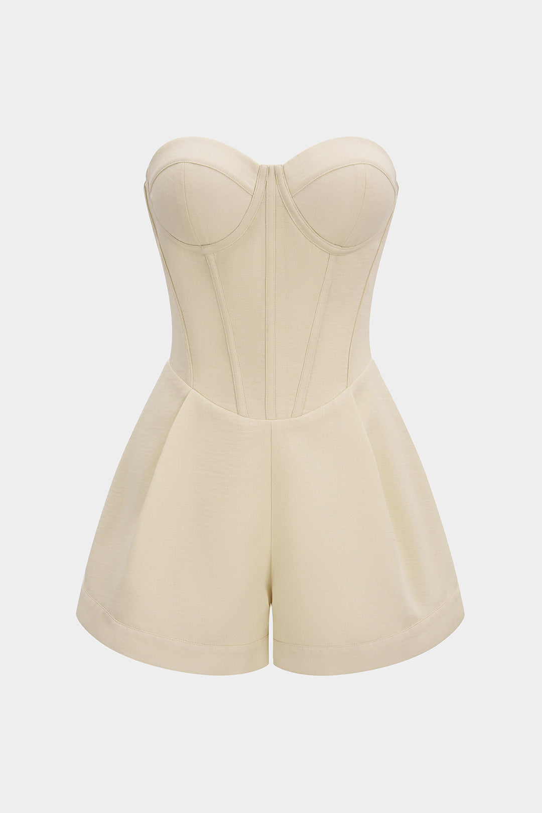 Effen mouwloze playsuit met strapless pasvorm