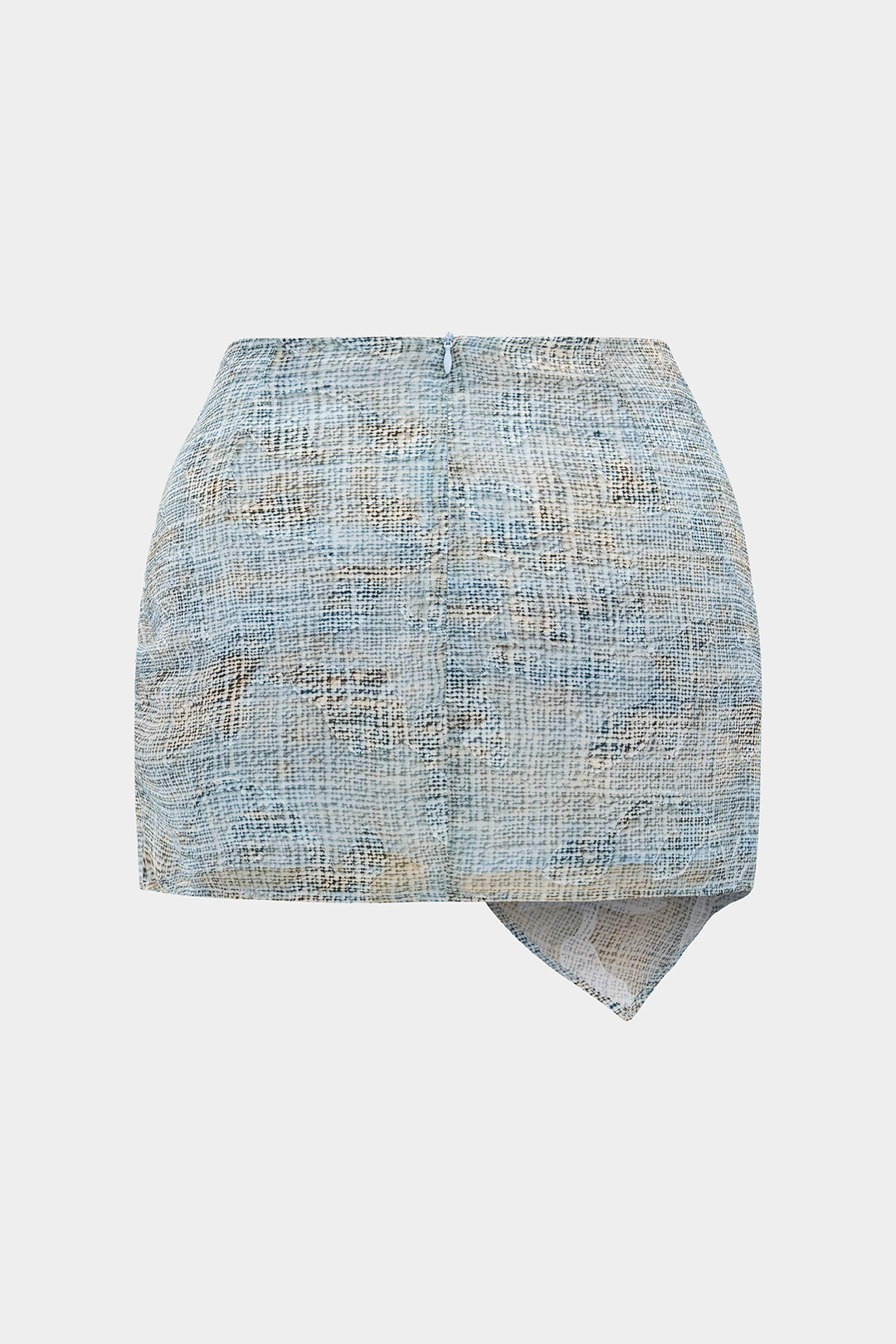 Abstracte print chiffon rok met ruches en rits