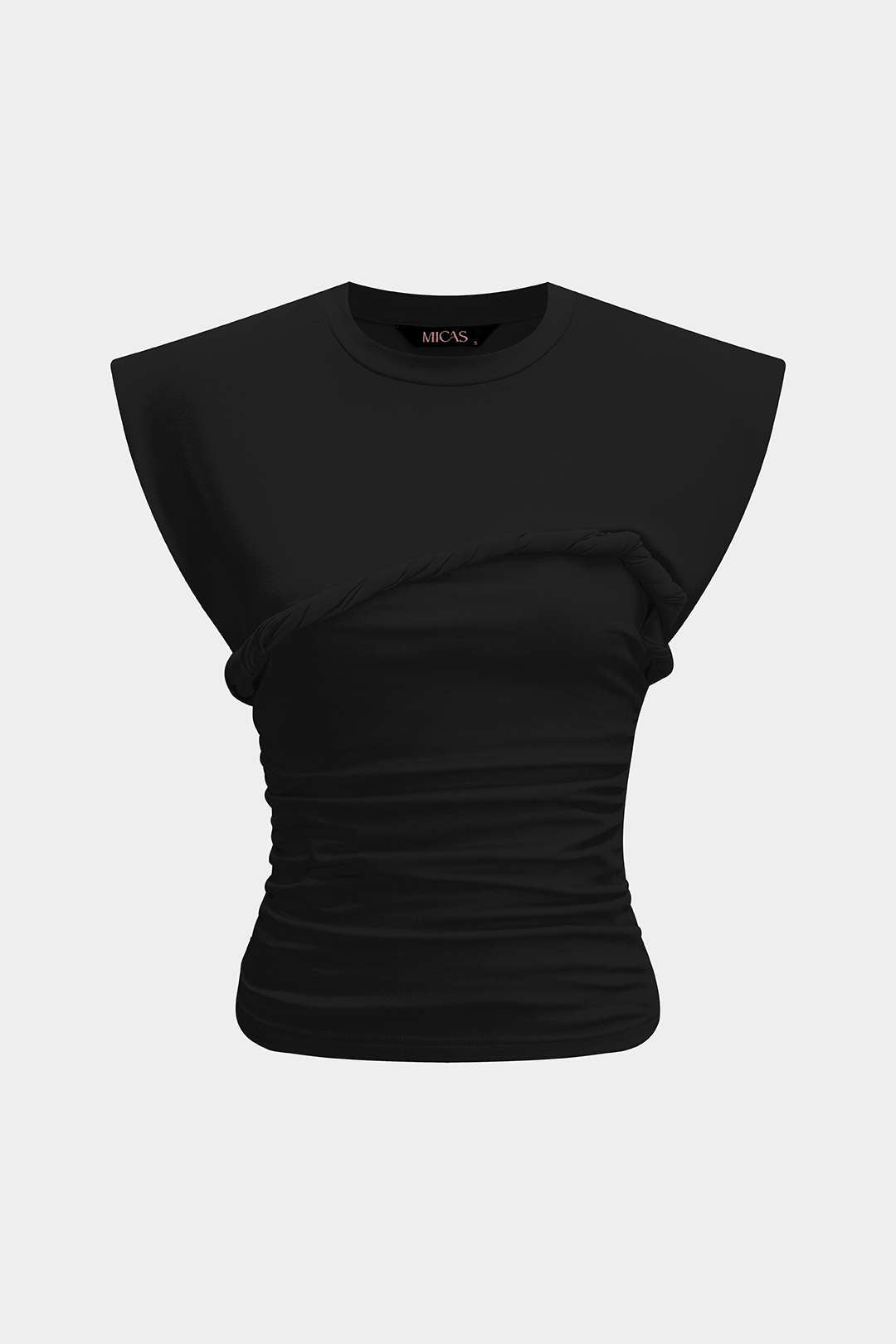 Effen T-shirt met gedraaid detail en ronde hals