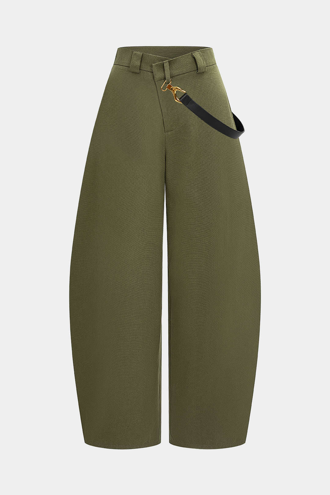Asymmetrische metallic pantalon met ballonmodel