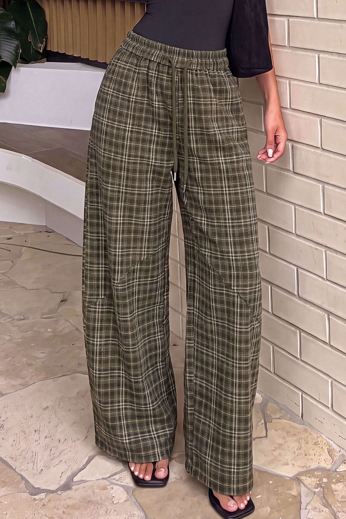 Geruite broek met trekkoord
