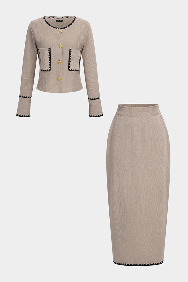 Sofie - Gebreide set met vest en minirok
