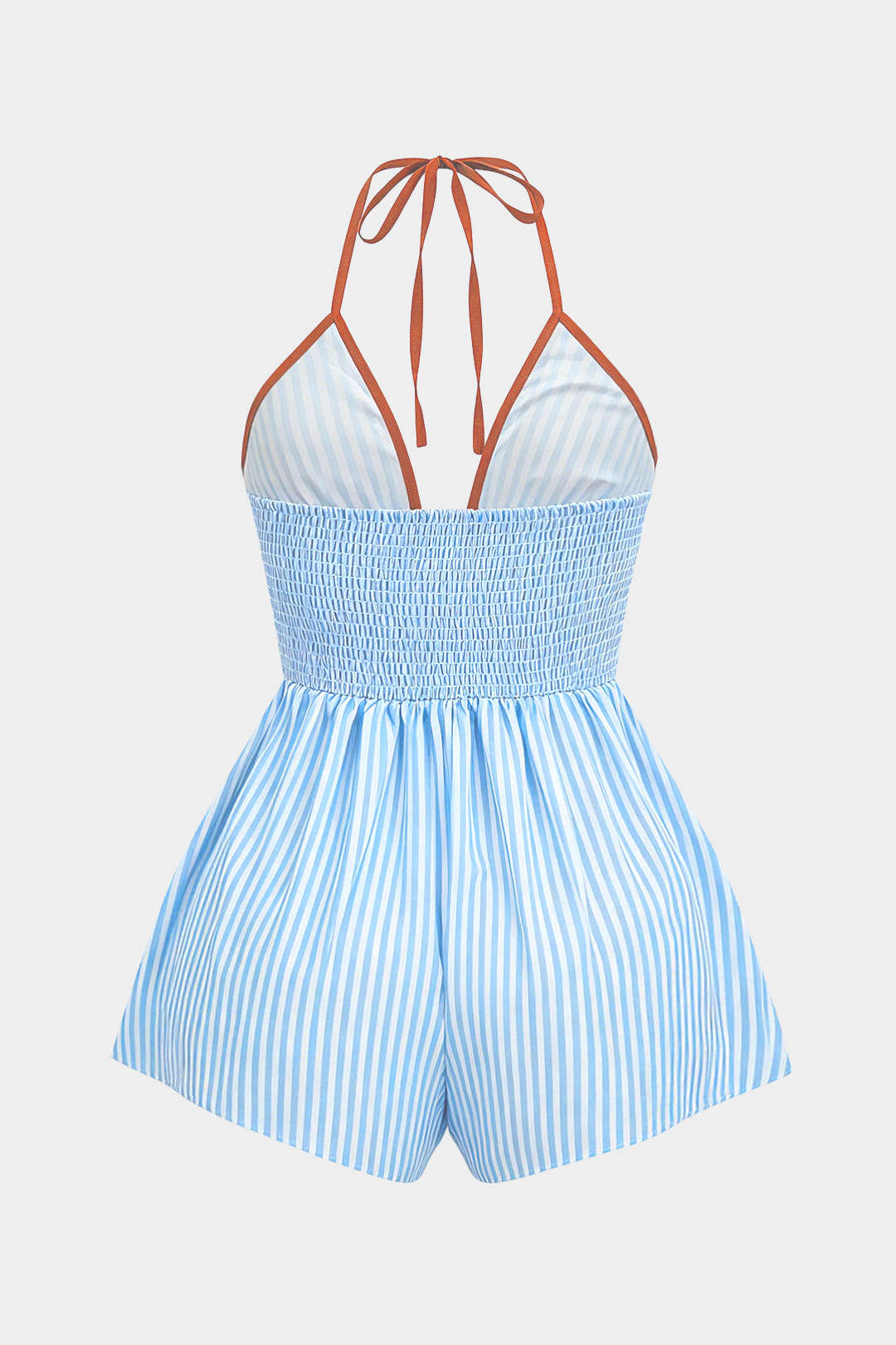Gestreepte mouwloze playsuit met halternek en strik