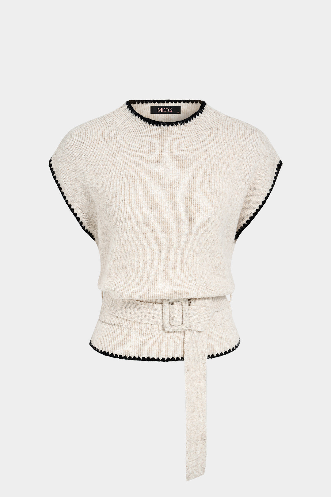 Gebreide tanktop met riem