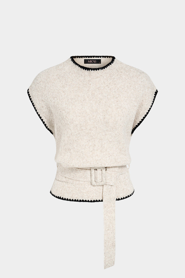 Gebreide tanktop met riem