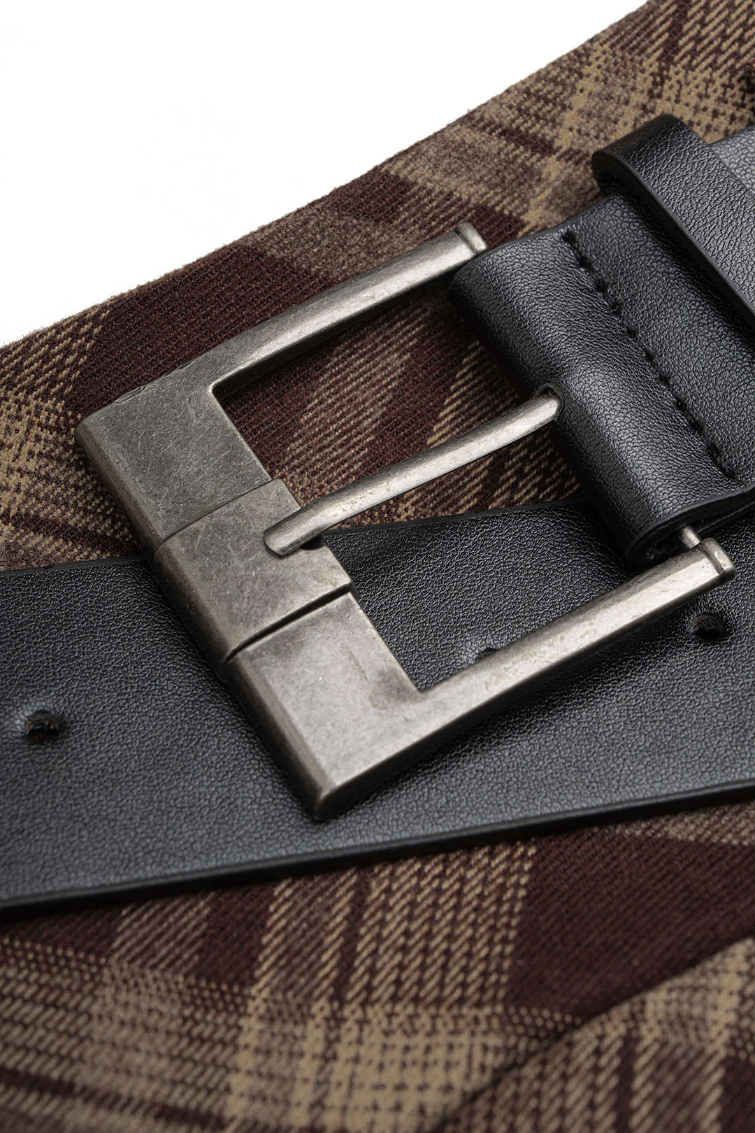 Geruite asymmetrische rok met riem