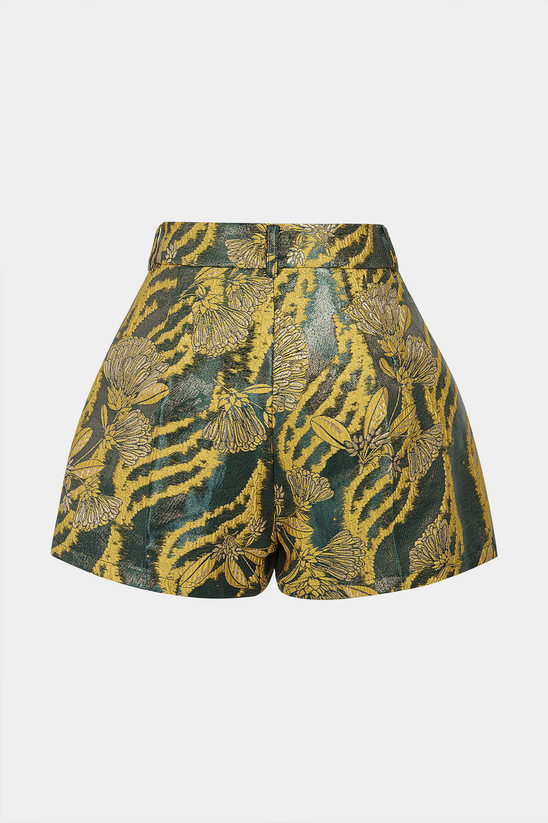 Jacquard metallic short met knoopjes en hoge taille