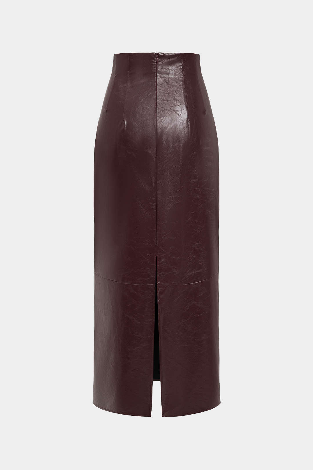Effen leren-look midirok