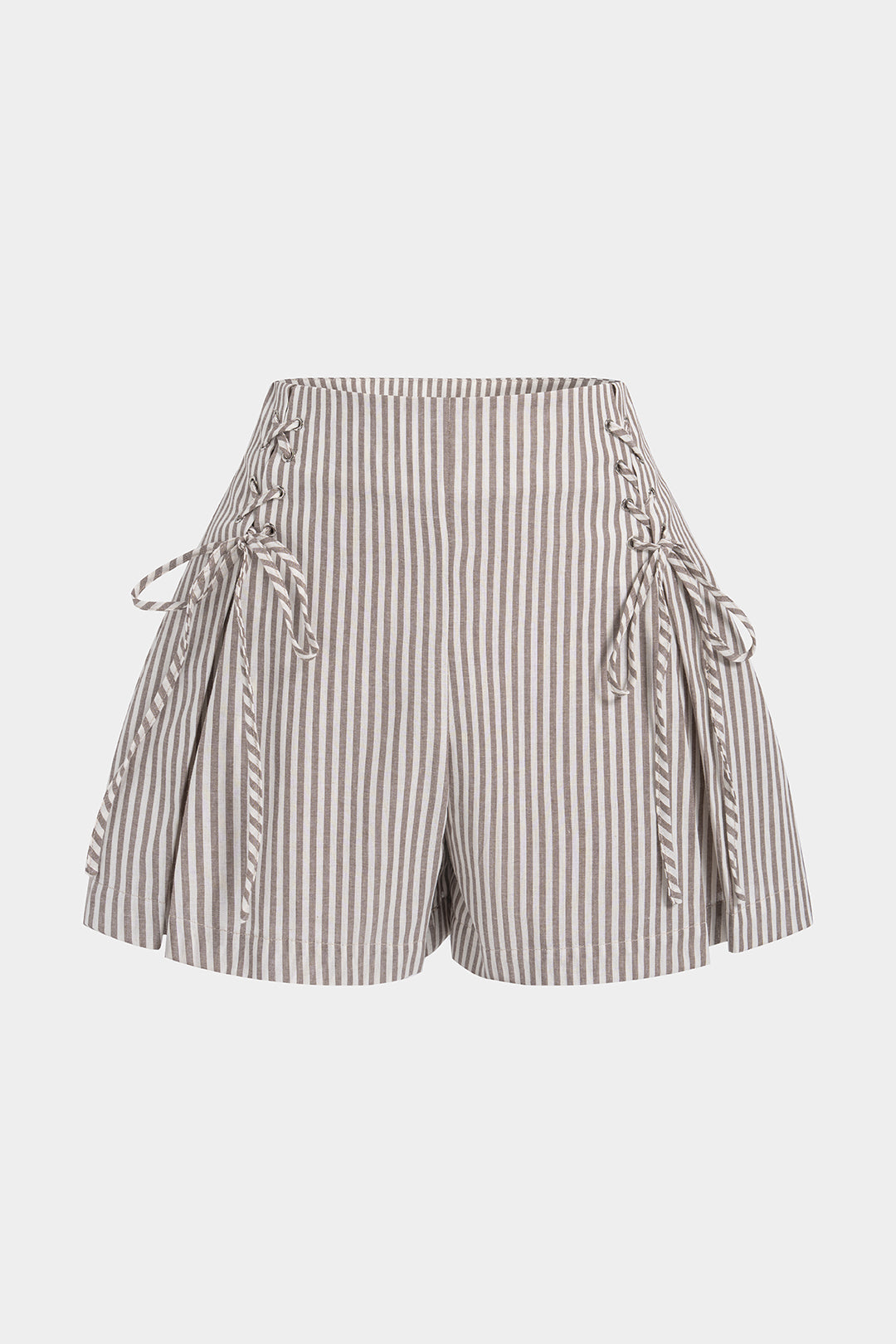 Gestreepte short met strik en wijde pijpen