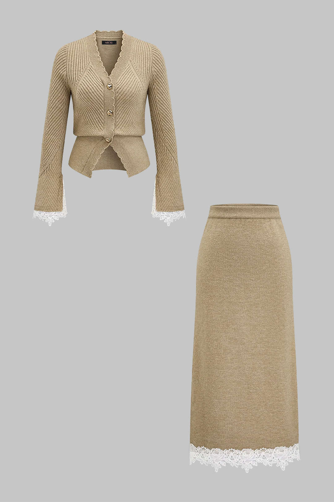 Quinn - Gebreide set met vest en rok