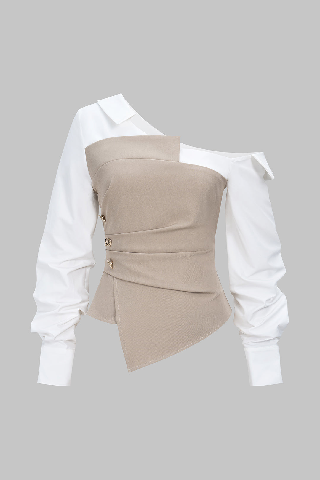 Metallic asymmetrische blouse met één schouder en rits
