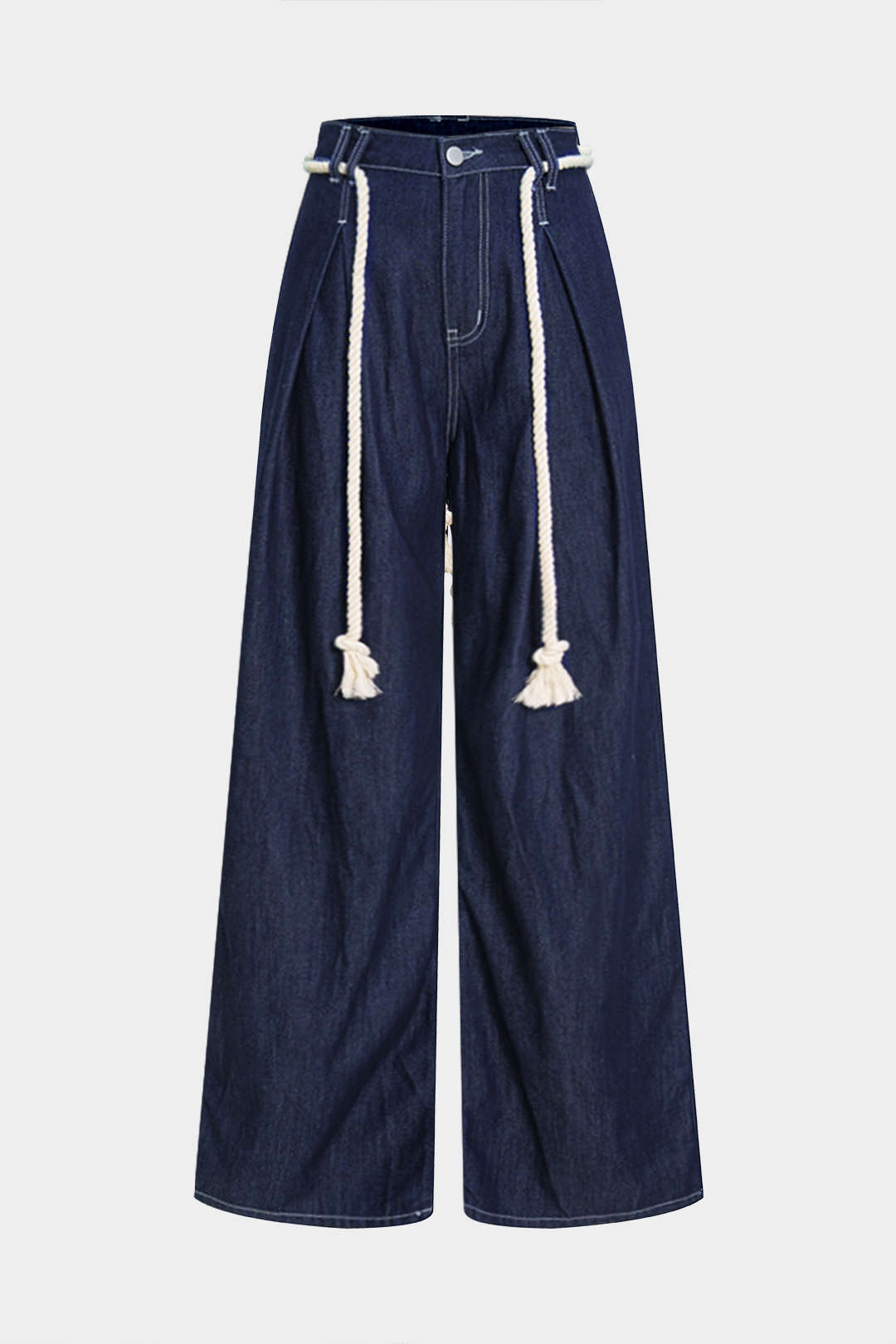 Jeans met ruches en rechte pijp