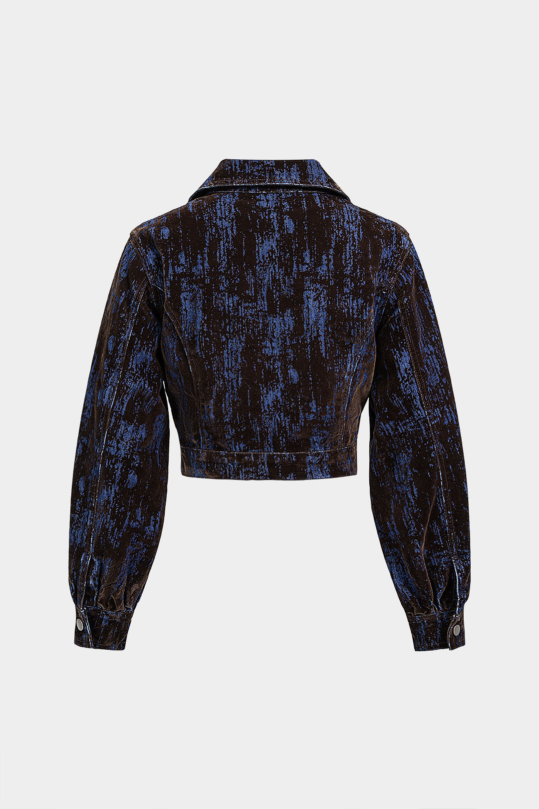 Denim abstracte print jasje met knoopjes