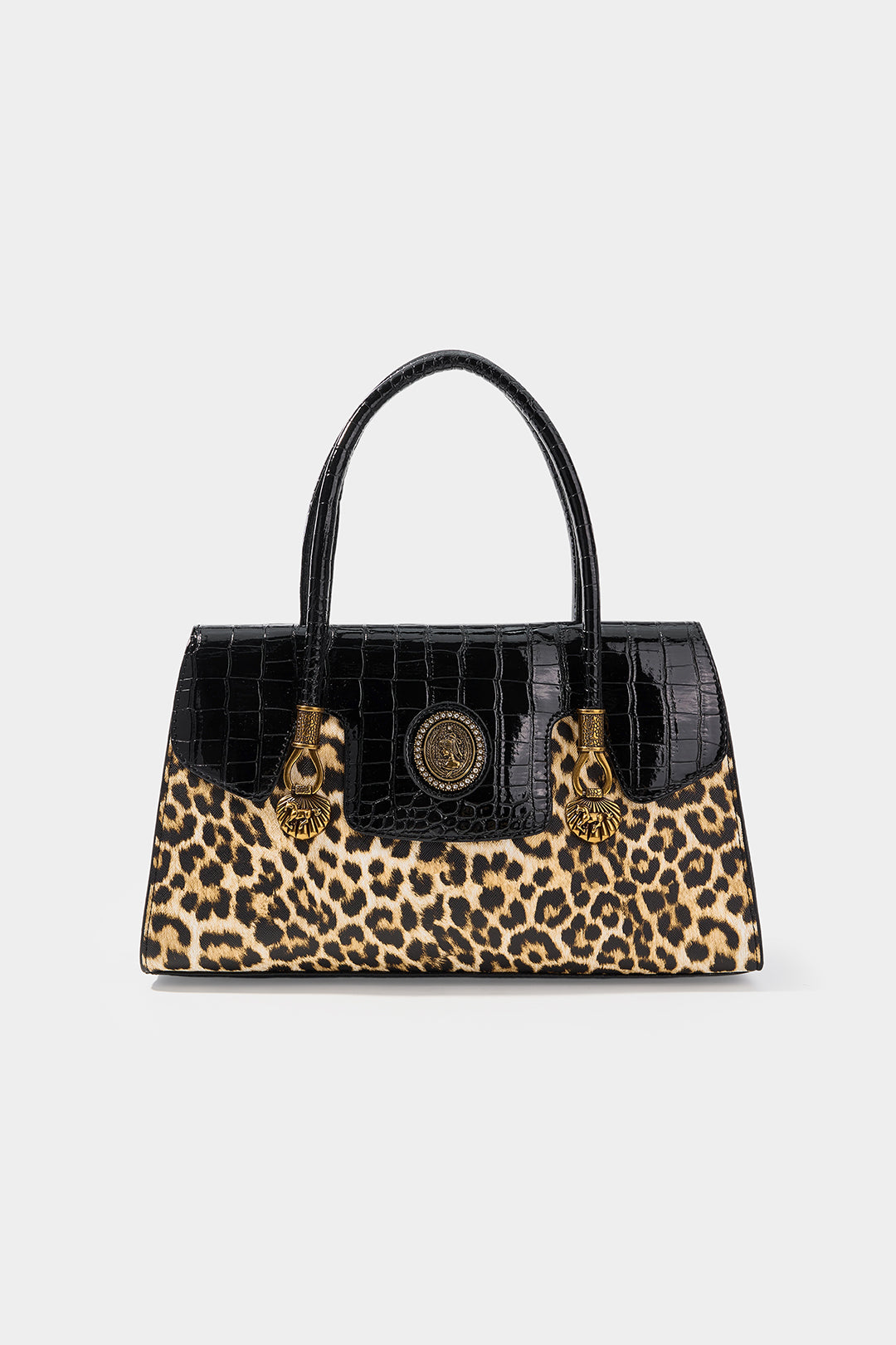 Luipaardprint leren-look shopper