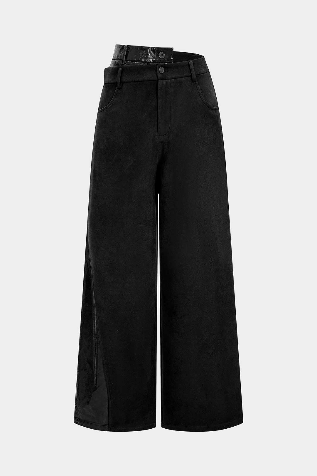 Leren-look suède broek met hoge taille