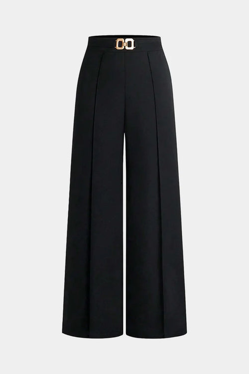 Solid trousers with a belt and wide legs