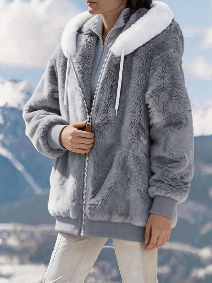 Fleece Jacket with Hood and Zipper