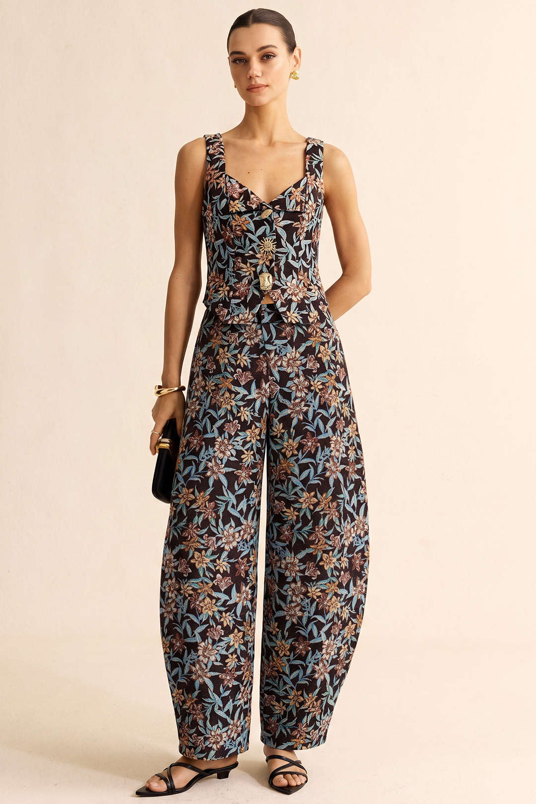 Bloemenprint tanktop met V-hals