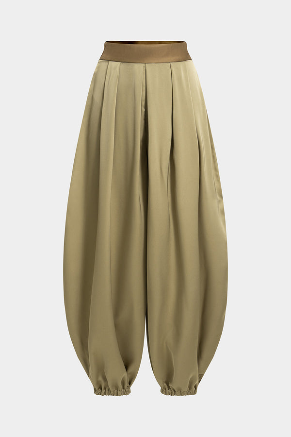 Satijnen geplooide pantalon