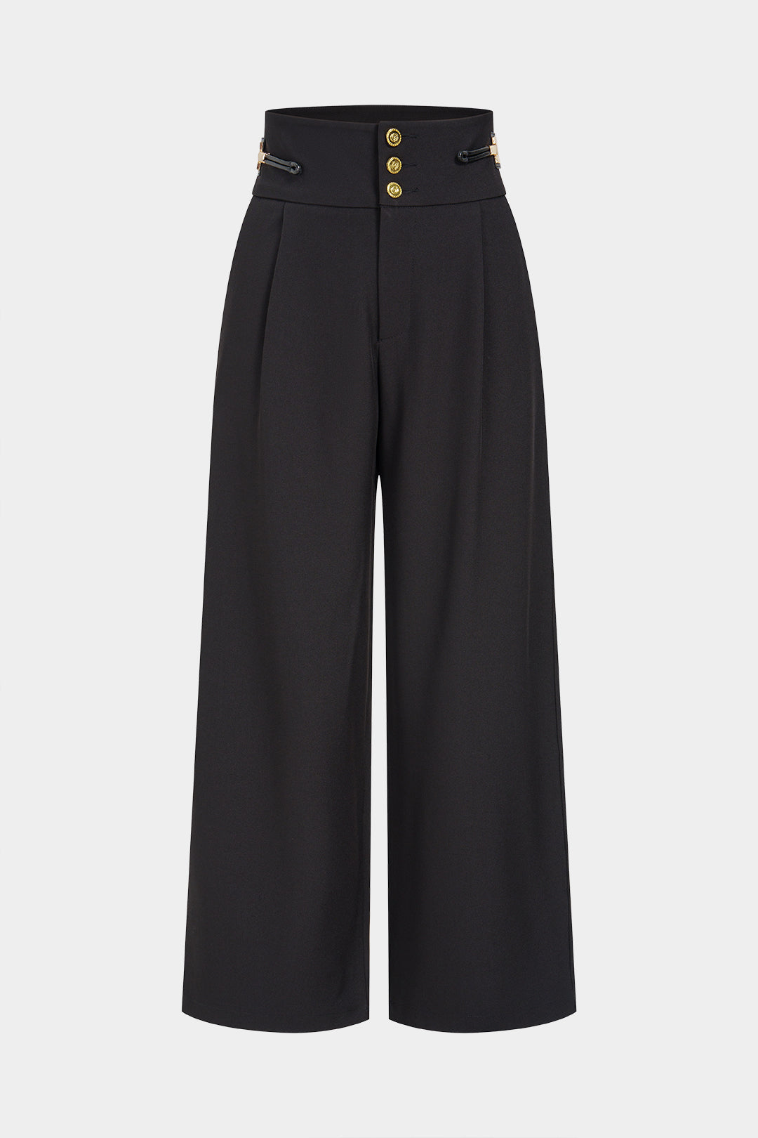Metallic broek met knoopjes en hoge taille