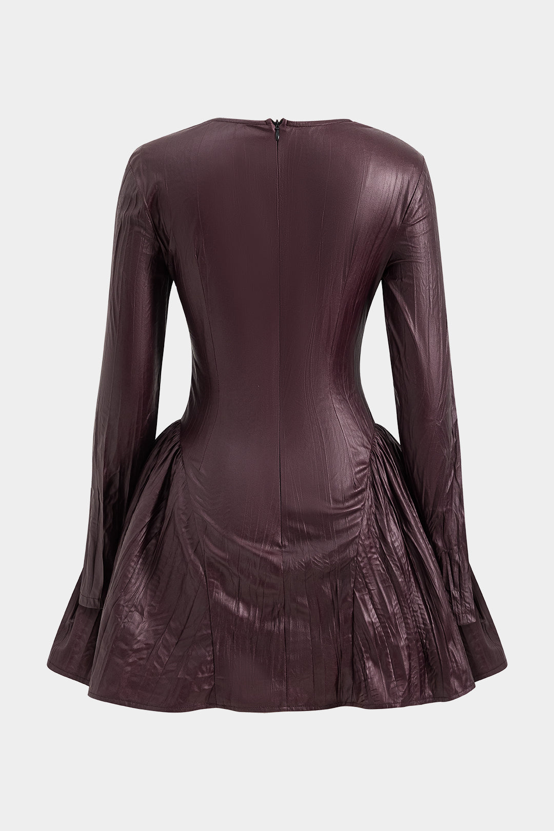 Livia - Asymmetrische minijurk met ruches en lange mouwen