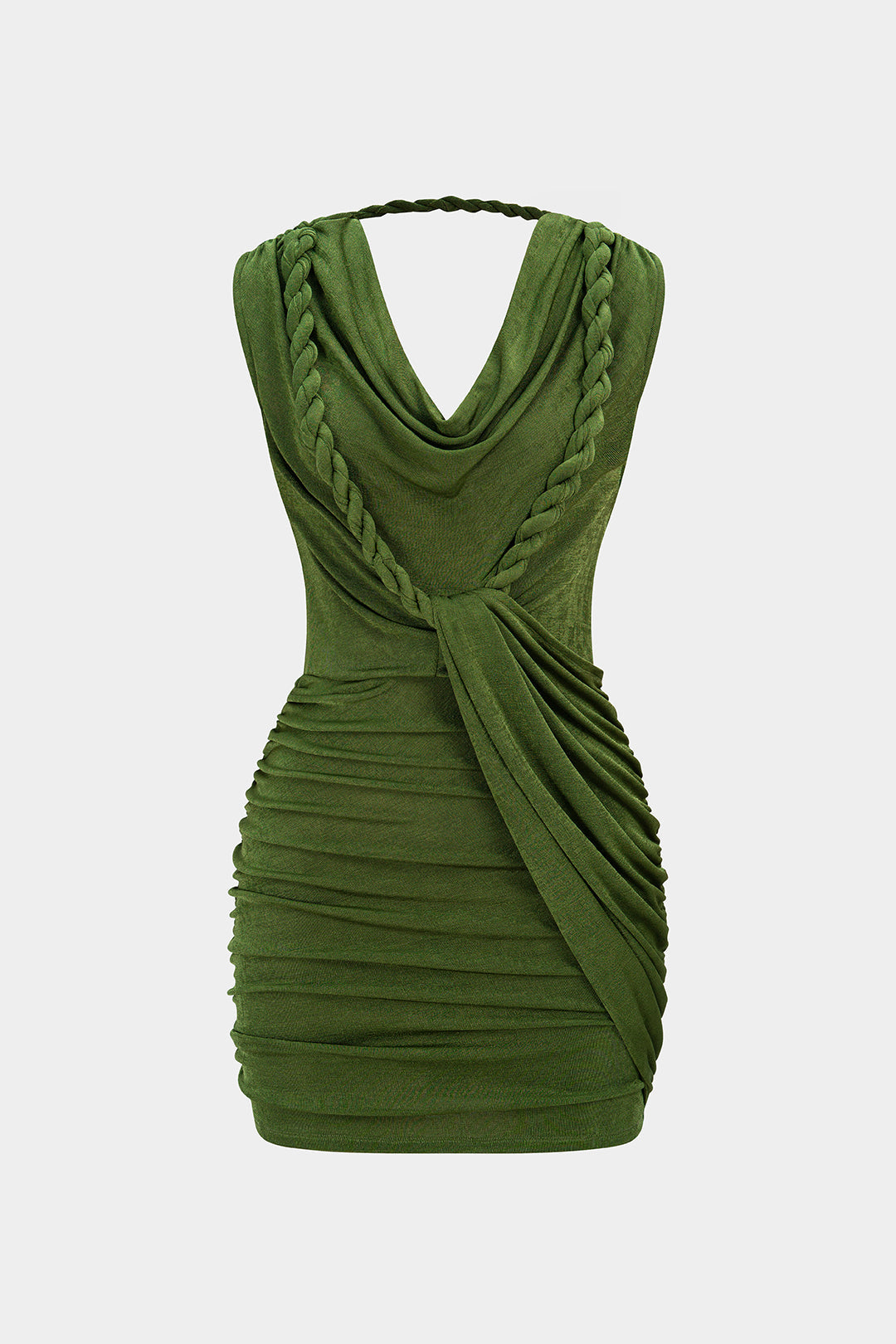 Asymmetrische mouwloze minijurk met drapering