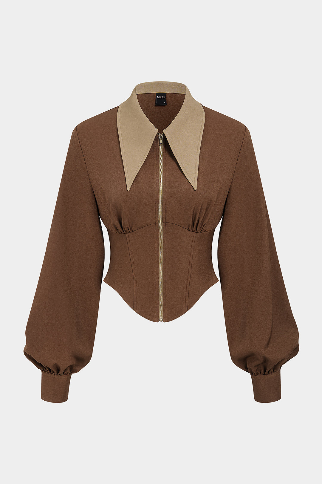 Blouse met rits en lange mouwen