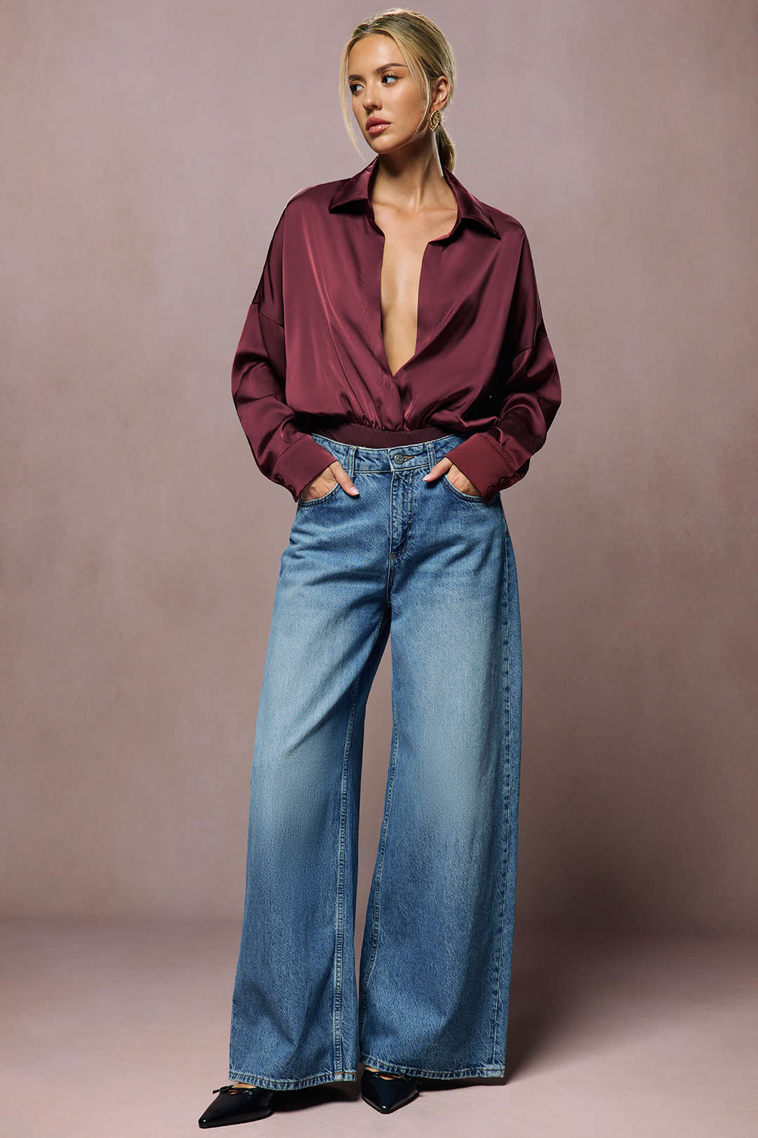Patchwork satijnen body