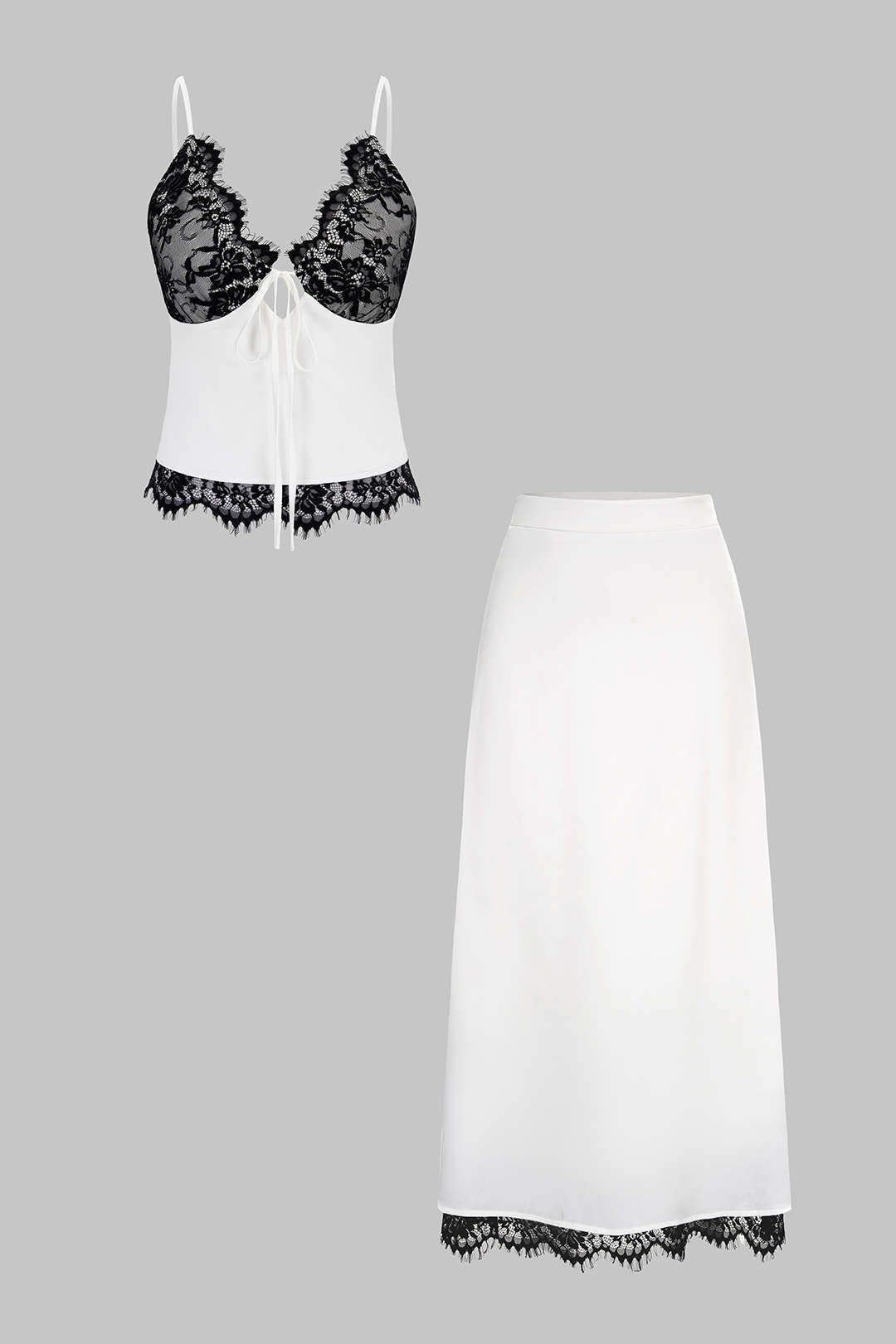 Uma - Satijnen set met top en rok