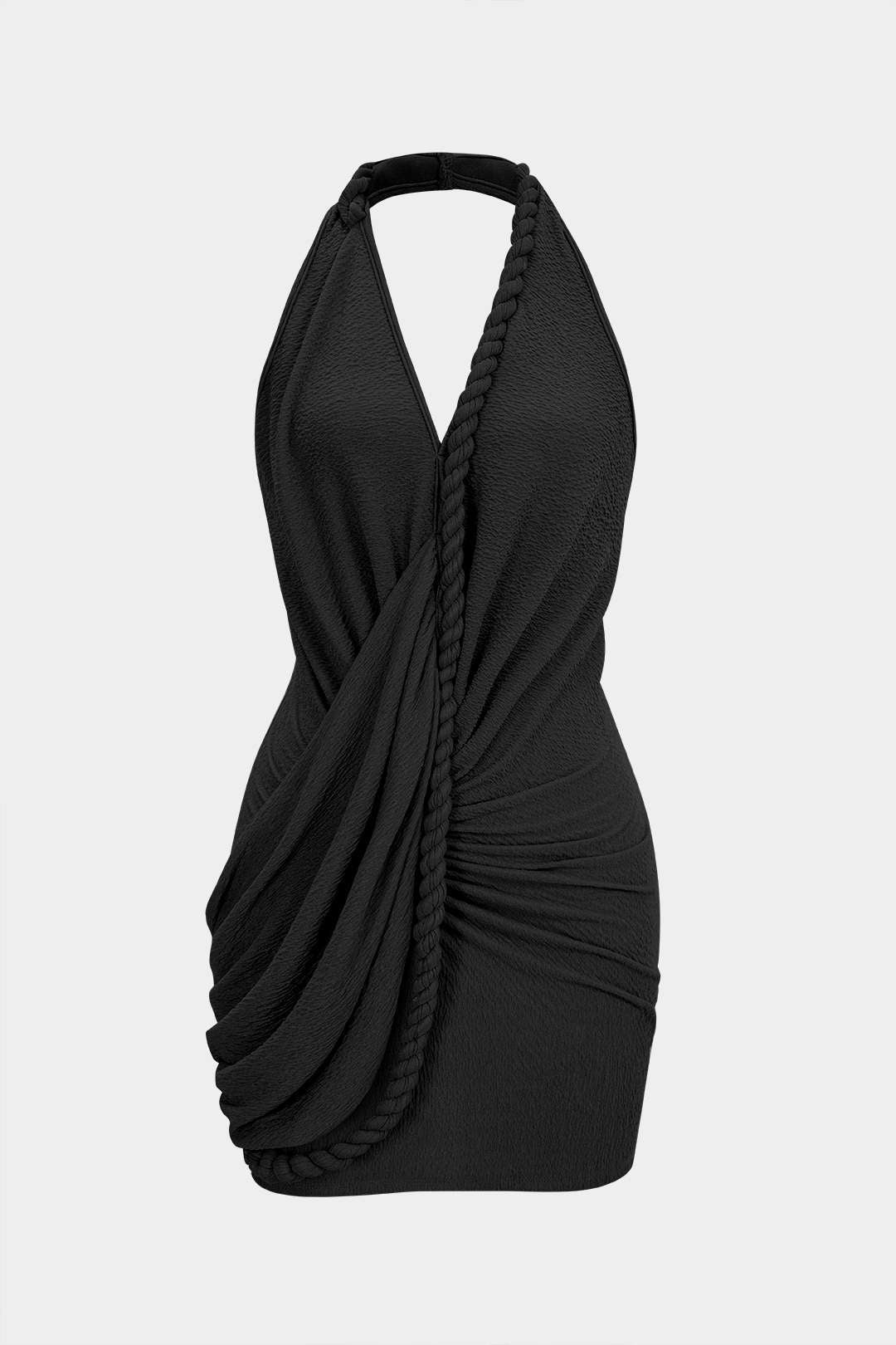 Asymmetrische mouwloze minijurk met V-hals