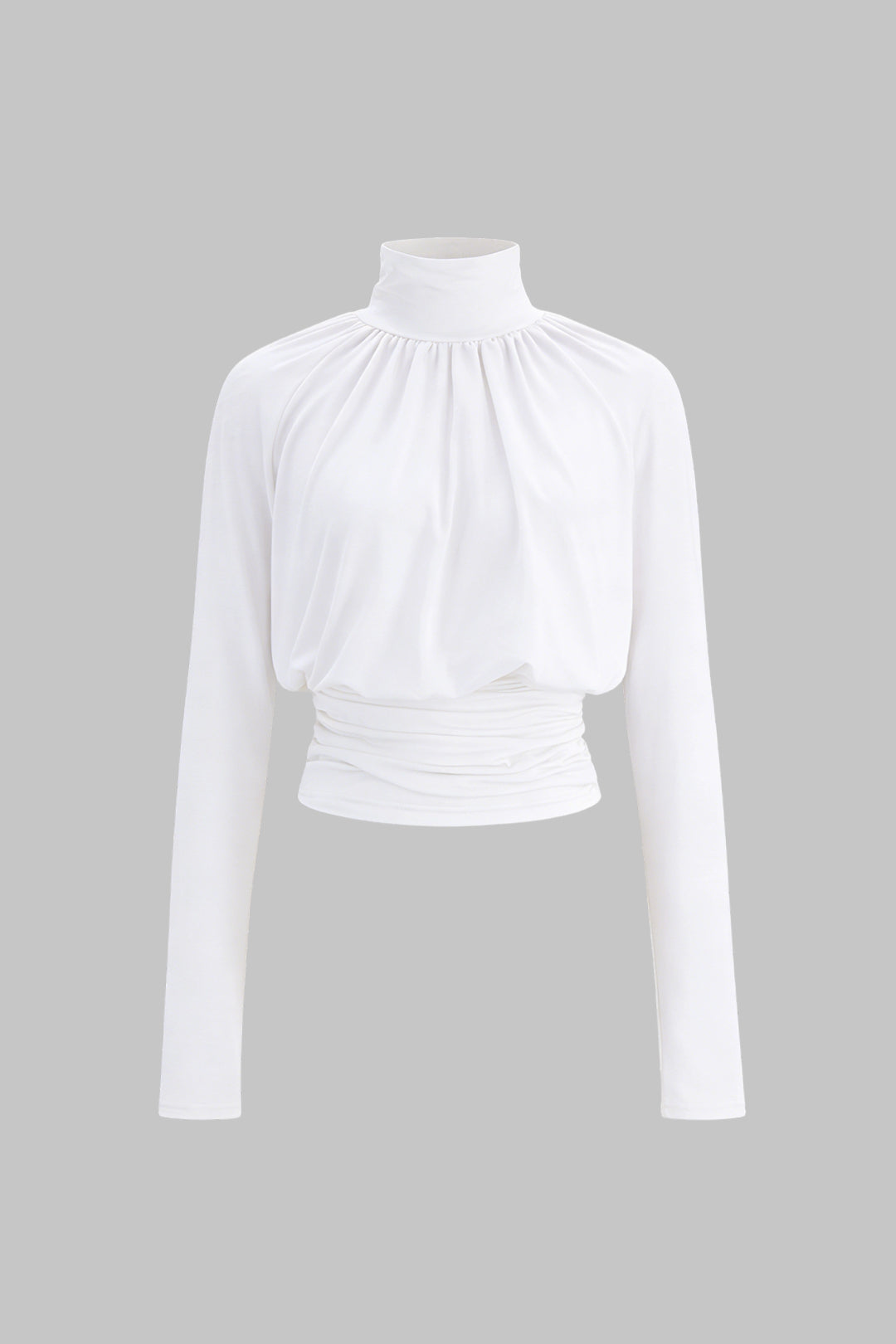 Leren-look T-shirt met kraag en lange mouwen