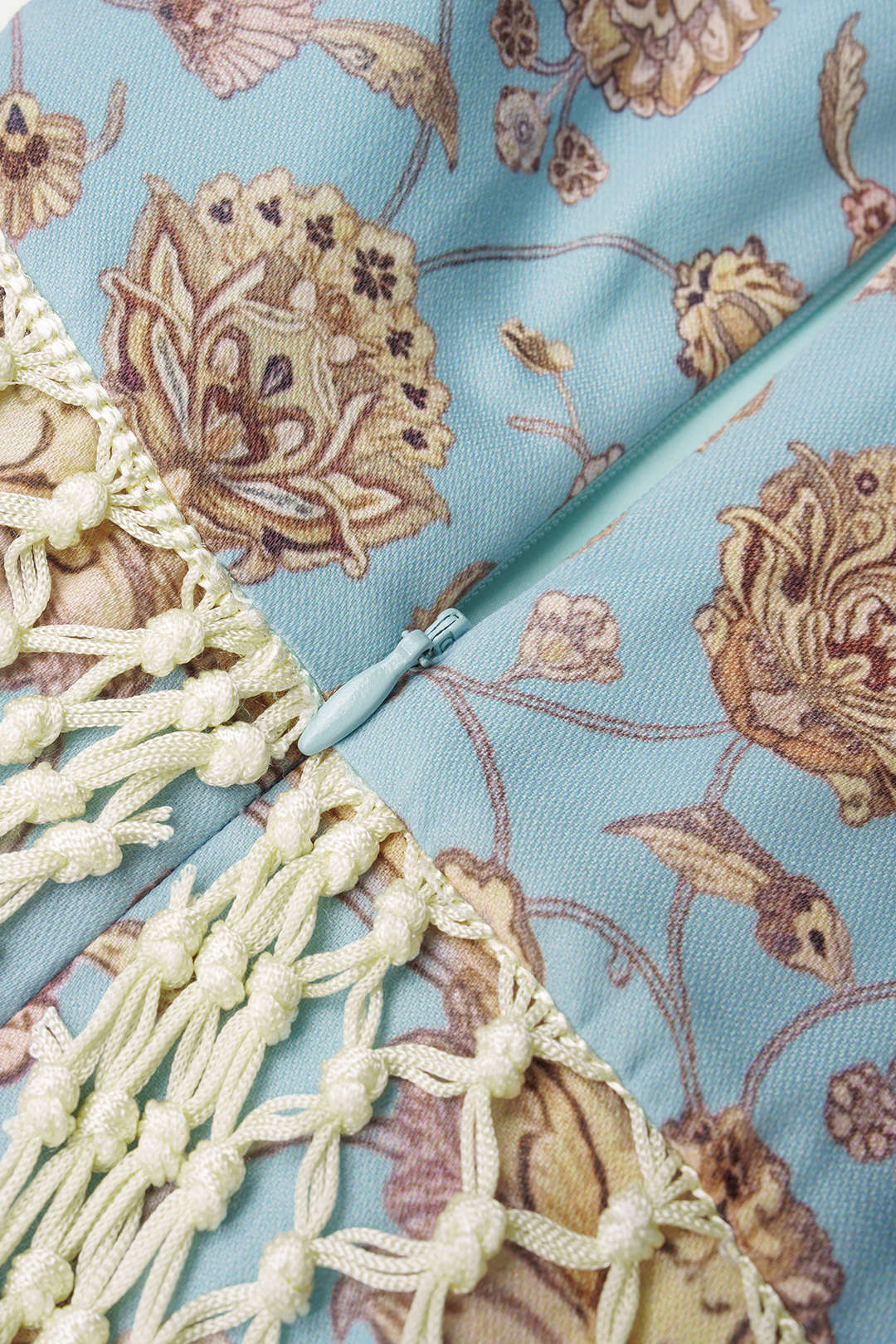Bloemenprint mouwloze maxijurk met franjes